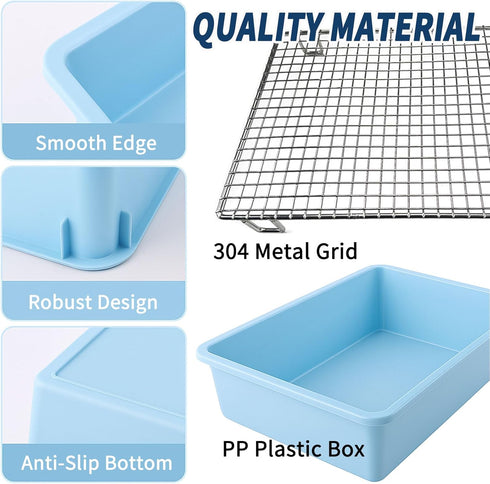 (15x12x4, Oncpcare Deep Guinea Pig Litter Box with Metal Grid, Plastic Bunny Litter Pan Potty Trainer Tray for Small