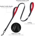 VIVAGLORY Traffic Handle Dog Leash, Two Padded Soft Handles, Strong Reflective & Metal Hook Training Lead - Black