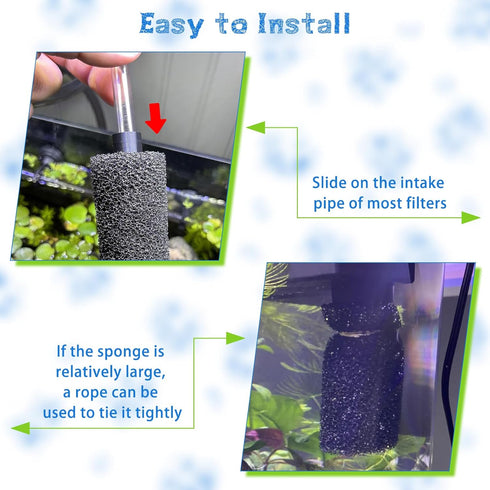 12 Pieces Aquarium Filter Sponge, 0.8" Intake Coarse Sponge Filter for Fish Tank, Protect Fish Fry and Shrimp