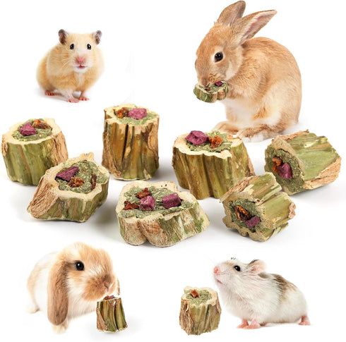 Abizoo Rabbit Chew Toys for Bunny Natural Papaya Wood Chew Treats with