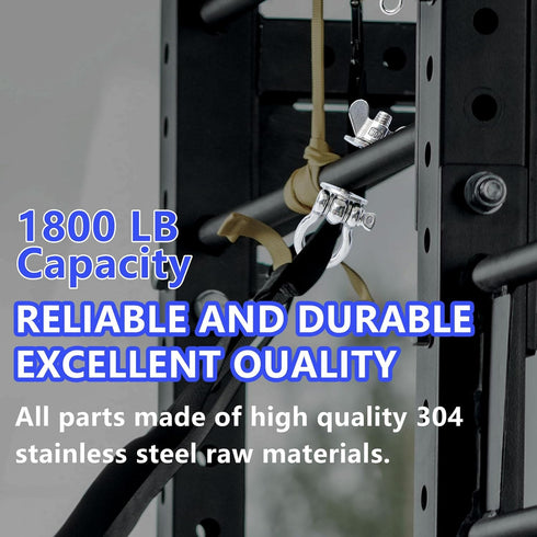 QKWL 2-Pack Heavy Duty Power Rack Attachments - Resistance Band Hooks & O-Ring Squat Rack Accessories | Durable Steel