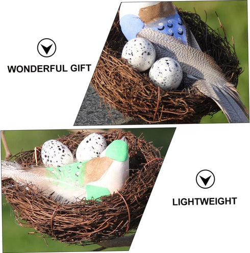 12pcs Country Alipis Style Rattan Bird Nest Decor Lifelike Artificial Nesting for Home Table Garden Decoration