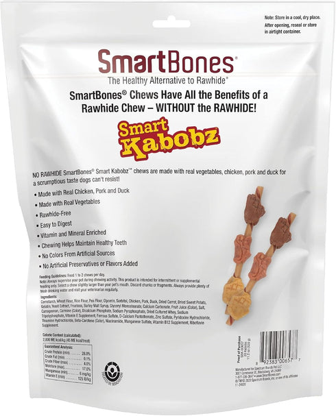 SmartBones Smart Kabobz, Rawhide-Free Chews For Dogs, Made With Real Chicken, Pork And Duck, 20 count