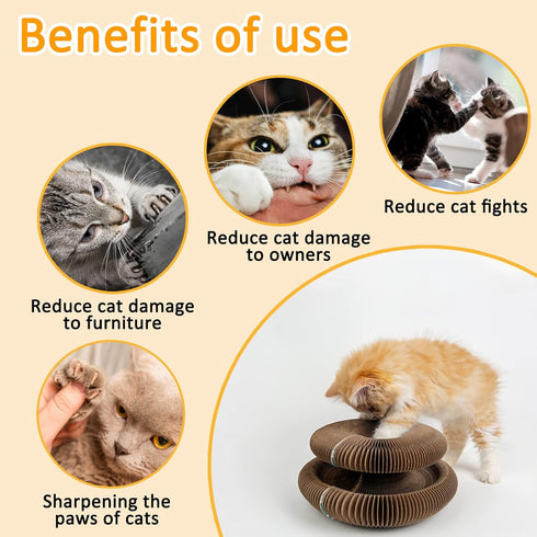 Magic Organ Cat Scratching Board, Durable Cardboard Cat Scratcher, Multi-Purpose with Toy Bell Ball and Catnip