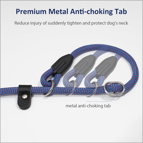 WePet Dog Training Slip Leash, No Pull Durable Reflective Lead, Heavy Duty Loop Rope (6 ft, 1/2 inch, Blue/Red)