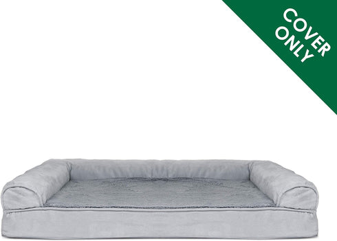 Furhaven Plush & Suede Sofa-Style Replacement Dog Bed Cover, Jumbo Plus (XX-Large) - Gray, Machine Washable