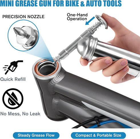 LemonRoad Nozzle, 100g 3oz Mini Grease Gun with High Performance Bicycle Grease, Small Lubricant Gun with Bicycle