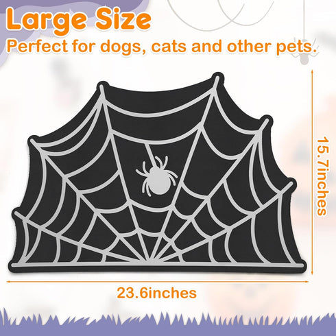 Pet Mats for Food and Water - Anti-Slip Waterproof Feeding Mat for Pet Food Water Bowl, 23.6"x15.7" Spider Web Design