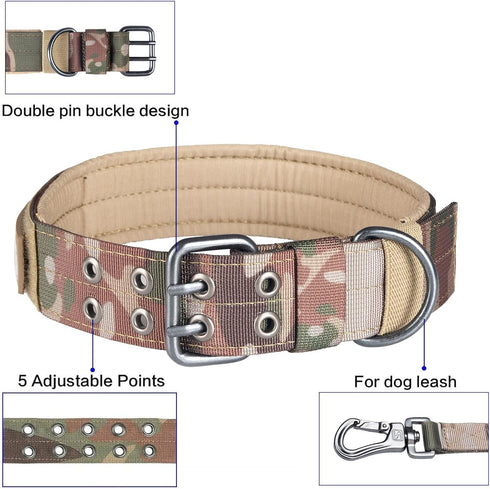 EXCELLENT ELITE SPANKER 1.5" Width Military Dog Collar, Adjustable Metal D Ring & Buckle for Medium Large Dogs