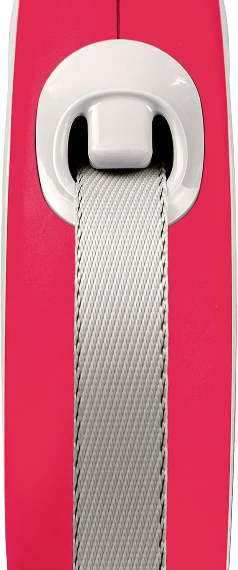 Flexi New Comfort Tape Retractable Dog Leash, Grey & Red, Large, 5m for Dogs up to 60kgs/132lbs
