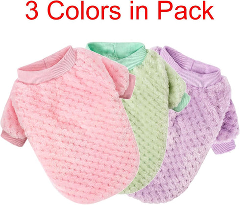 Dog Sweater, 3 Pack Warm Soft Flannel Pet Clothes for Small Medium Dogs or Cat, Dog Shirt Coat Jacket (Large,