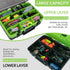 THKFISH Fishing Tackle Box Organizer, Double Layer Storage Box with Adjustable Dividers, 14.96 * 10.23 * 4.5in Green