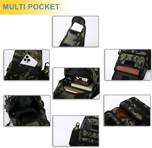 Novemkada 1000D Backpack Daypack Pack Tactical Shoulder Bag - Molle Military Outdoor Chest (Black)