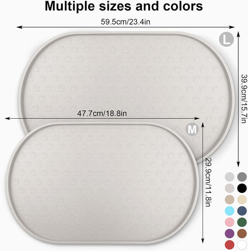 Dog Food Mat Anti-Slip Dog Bowl Mats for Food and Water, High-Lips Dog Feeding Mat Waterproof Pet Placemat Prevent Messy Spills to Floor, Silicone Puppy Trays for Large Medium Small Dogs Cats