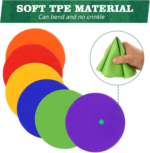 ZIECE 9inch 10inch 12/18/24/36 Poly Spots Spot Markers for Gym Floor Pcs Flat Cones Non-Slip Rubber Floor Dots Circles