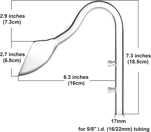 Glass Lily Pipe Inflow & Violet Outflow - Aquarium Planted Tank Aquascaping (17mm for 16/22mm tubing)