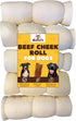 Woofley's 5-6" Buffalo Beef Cheek Roll -(5 Count)- Beef Cheek Rolls for Dogs