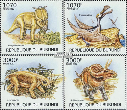 Burundi 2555-2558 (Complete.Issue.) 2012 Prehistoric Reptiles (Stamps for Collectors) Amphibians/Reptiles/Dinosaurs