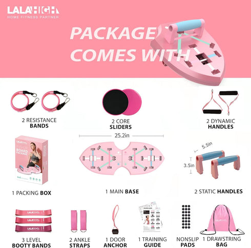 LALAHIGH Portable Home Gym System for Men and Women: Push Up Board, Pilates Bar & 20 Fitness Accessories with