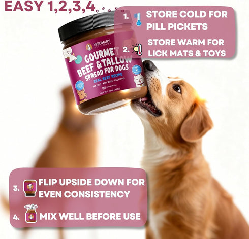 12oz Visionary Pet Foods Beef Meat Spread - Healthy Dog Treat - Alternative to Dog Peanut Butter, Xylitol Free, No