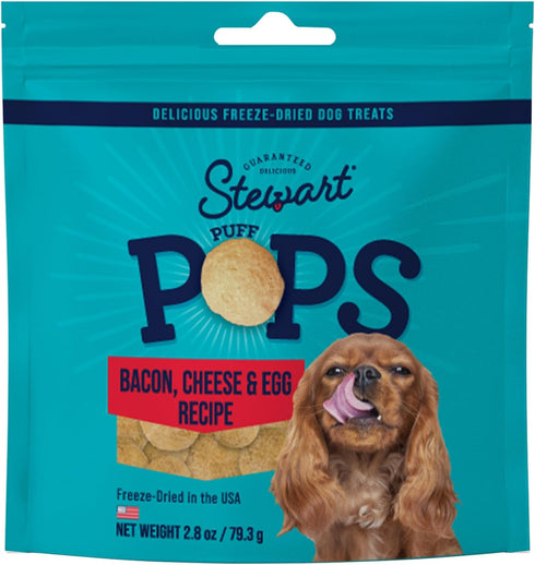 Stewart Freeze Dried Dog Treats, PuffPops Bacon, Egg, and Cheese Recipe - 2.8 Ounce Resealable Pouch