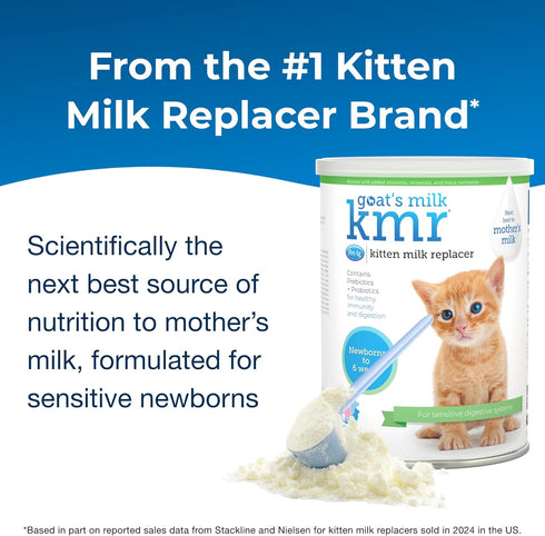 12 oz PetAg Goats Milk KMR Kitten Milk Replacer Powder - - Powdered Kitten Formula with Prebiotics, Probiotics