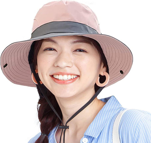 Women-Sun-Hat Safari-Sun-Protection Bucket - Beach-Outdoor Summer Hat Ponytail-Wide-Brim Breathable (22"-23")