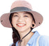 Women-Sun-Hat Safari-Sun-Protection Bucket - Beach-Outdoor Summer Hat Ponytail-Wide-Brim Breathable (22"-23")