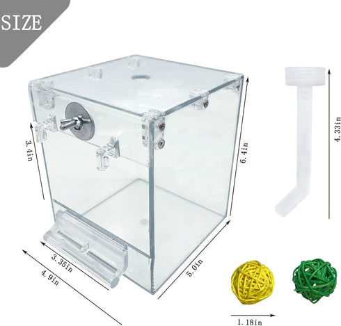PINVNBY Bird Bath Box - Parrot No-Leakage Bathtub for Cage with Water Injector & Balls Toys (6 Pcs)