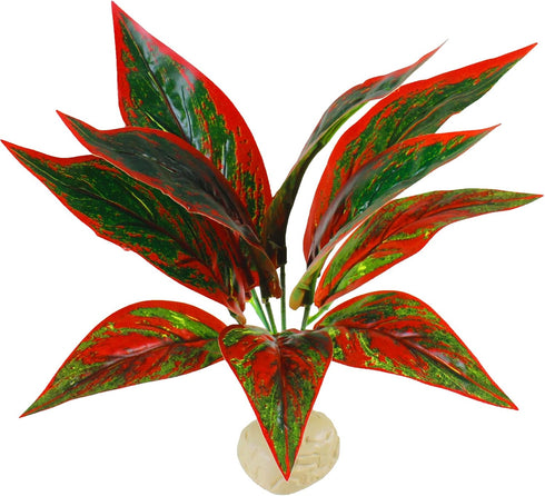 10 inch AQUANEAT Terrarium Plant, Fake Reptile Plant for Amphibian Habitat, Tall Red