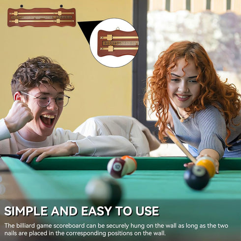 equlup 2 Billiard Game Scorer, Track Wavy Billiard Score Board Medium Density Fiberboard and Metal Billiard Game Score