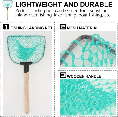 30cm Cabilock Fish Tank Net with Wooden Handle Aquarium Mesh Dip Net for Fish and Shrimp for Home Aquarium Random Color