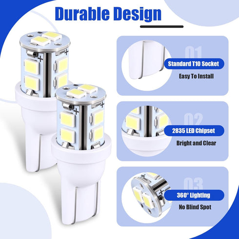 4 906 Bulbs T10 Bulb 6000k Sailboat Aurelema Pcs LED Wedge Base Marine Boat Light Cool White All Round Mast Anchor