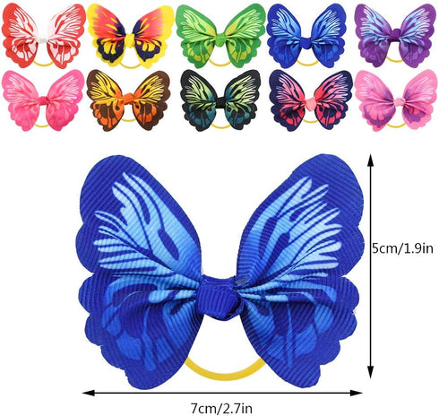 Tongcloud 80 pcs Dog Hair Bows - Butterfly Knotted Bows with Rubber Bands for Puppy Dog Cats Hair Accessories