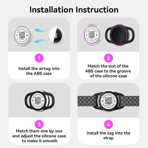 Waterproof Full Body Protection Anti-Lost Air Tag Case, QR Code Airtag Holder for Dog, Cats, Collar, Backpack (White,