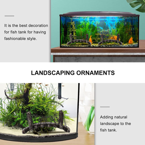 POPETPOP Aquarium Resin Bridge, Fish Tank Landscape Decor for Guppy, Betta, Shrimps, Turtle Climbing Platform