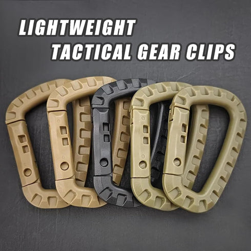 Tactical Gear Clips Plastic Carabiner Keychain Clip D-Rings for Backpack Molle System Bag Key Chain