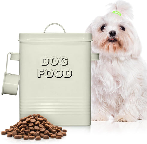 Plexon Metal Dog Food Storage Container with Scoop - Small Dog Food Container