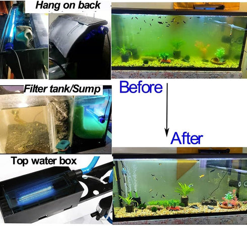 5W UVC Aquarium Green Clean Light, Submersible Algae Clear Lamp for Fish Tank and Swim Pools