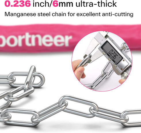 Sportneer Bike Lock: 5 Digit Combination High Security Anti Theft Chain Lock - 3.2ft Heavy Duty Keyless Bicycle Lock
