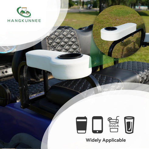 Golf Cart Armrest with Cup Holder for EZGO Club Car Yamaha, No Drilling Required