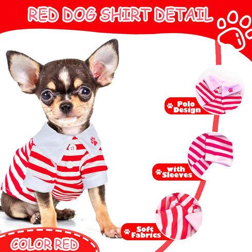 2 Pieces Dog Shirts for Small Dogs: Stripe Clothes for Spring Summer Chihuahua Yorkie - Soft Pet T-Shirt Extra Small