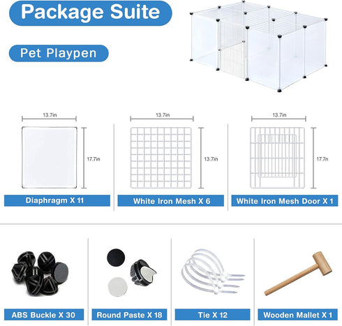 17.7 13.7 inches, 18 BRIAN & DANY Pet Plastic Playpen, Play Pen Indoor for Kitten, Hamster, Rabbit, Guinea Pig, Clear