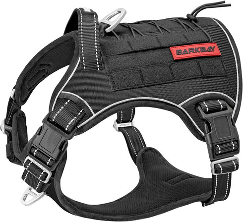 Tactical Dog Harness Large, Military Service Weighted Vest, No-Pull Training Harness with Leash Clips, Black