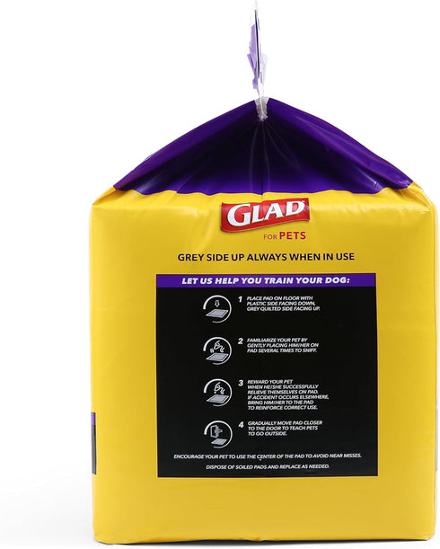 Glad for Pets Activated Carbon Dog Training Pads - Absorbent Large Disposable Pee Pads, 50 Count, 28" x 30"