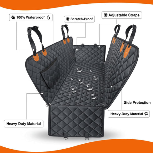 ARGNOOR 600D Hammock Dog Car Seat Cover with Free Poop Bags, Waterproof Car Seat Protector, Dog for Cars with Seatbelt