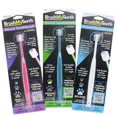 Small Dog Toothbrush, Rounded Brush Head with Soft Flexible Bristles for Gentle Brushing, Multicolor