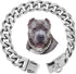 BAOBOTE 19mm Silver Chain Dog Collar, Luxurious Silver Cuban Link with Secure Snap Buckle for Large Pitbulls (12"