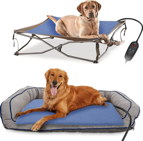 2023 Newest Dog Heating Pad with Temperature Adjustment, Anti-bite, Timer, Indoor Waterproof Electric Heated Mat