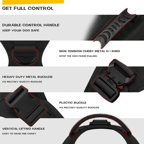 Tactical Dog Harness for Medium and Large Dogs, No Pull Adjustable Vest for Training, Military Dog Harness with Handle
